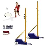 richigblosmum Adjustable Volleyball & Badminton Poles - 4 Height Settings (5.1-6.9ft) Portable Wheels & Wind-Proof Base, Portable Outdoor Net for Park, Beach, Backyard & Training