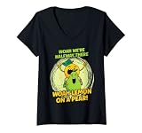 Womens We're Halfway There Lemon On A Pear Pear V-Neck T-Shirt