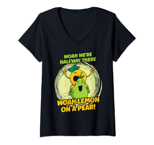 Womens We're Halfway There Lemon On A Pear Pear V-Neck T-Shirt