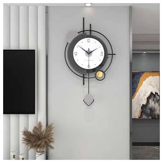 FLEBLE Modern Wall Clocks for Living Room Decor Large Pendulum Wall Clock Battery Operated Non item