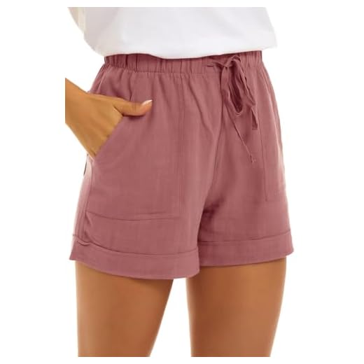 GOLDPKF Elastische Kurze Hose Damen Trainings-Sweatshirts für Damen Hose Süße Gemütliche Elastische Strandshorts Lässige Kordelzug Oversized Sweatpant Dusty Rosa X-Large 44
