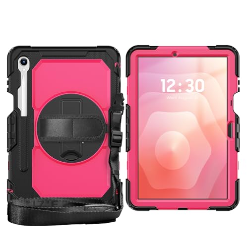 Étui rotatif Samsung Galaxy Tab S11 X730 antichoc avec sangle et film écran de protection