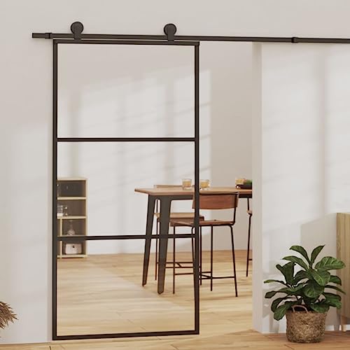 Miniatura 2 de Vidaxl Puerta Corredera Con Herrajes Entrada Corrediza Deslizante Hogar Cuarto De Baño Salón Sala De Estar Habitación Esg Vidrio Y Aluminio 102x205 Cm