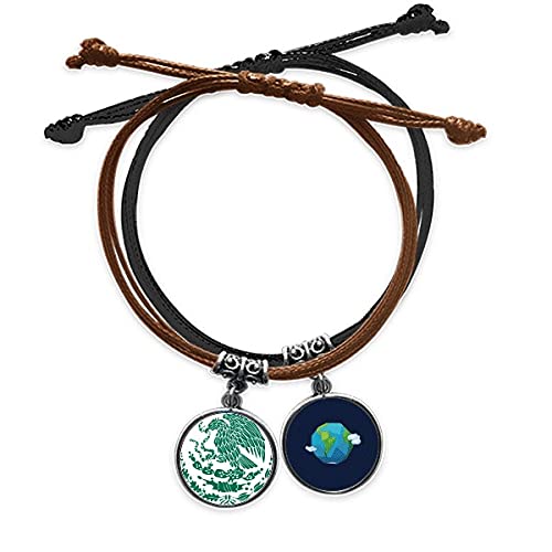 Pulsera de México de cuerda y cuero el regalo ideal con emblema para familiares lejanos