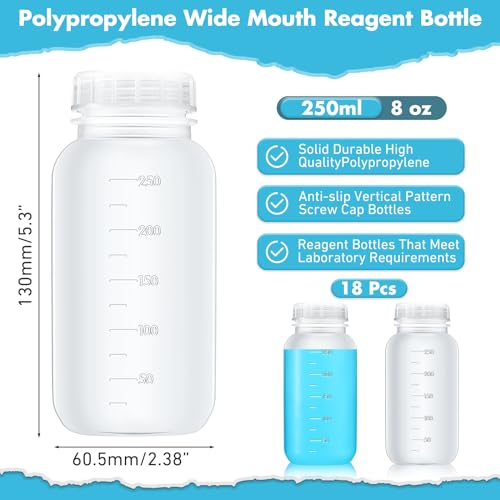 Nitial NITIAL-BOTTLE-55 18 Pack Laboratory Polypropylene Wide Mouth Reagent Bottle thumb #1