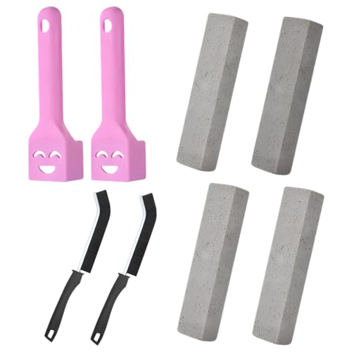 ZORVYN 4 Pezzi Detergente per WC in Pietra Pomice con 2 Manici, 2 Spazzole Angolari a Setole Dure, Pietra Pulente Sostituibile, Rimuovi Sporco per WC, Vasca da Bagno e Lavandino