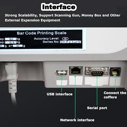 Báscula digital comercial con impresora y pantalla de poste 30 kg miniatura 3