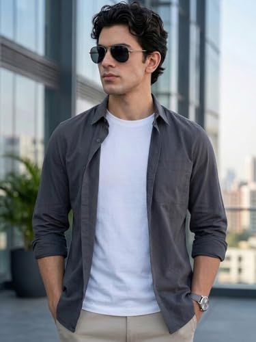 Image of Urbano Fashion Men's Cotton Full Sleeve Regular Fit Casual Solid Shirt