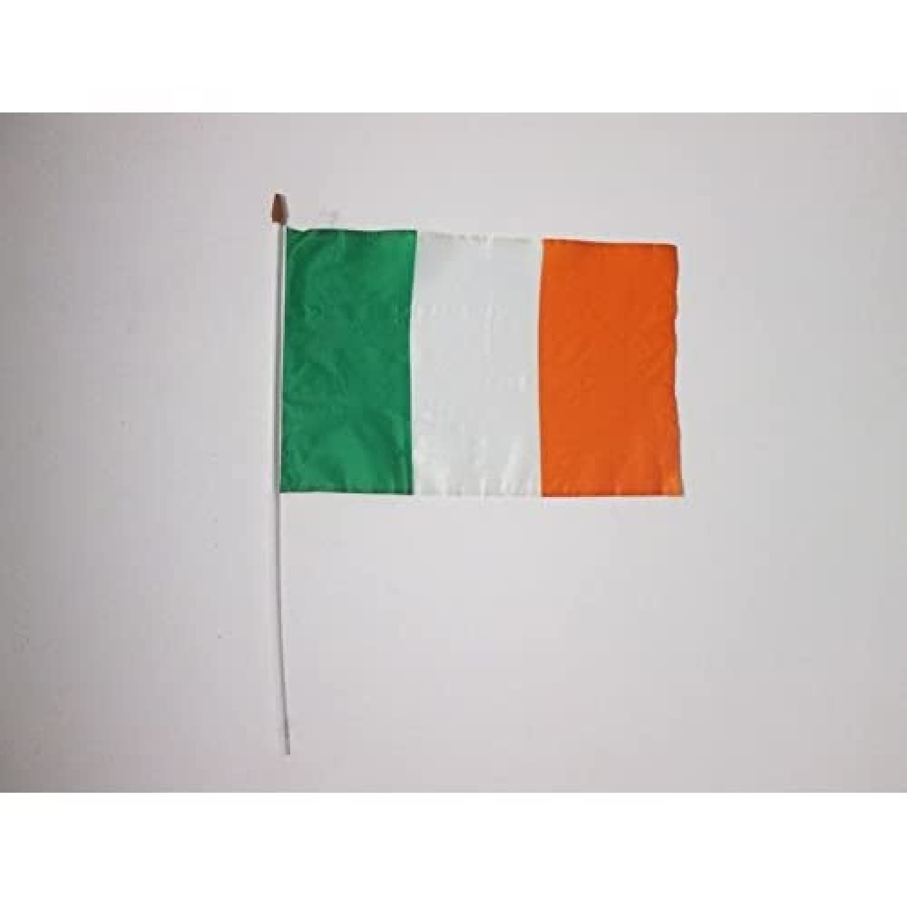 Drapeau Irlande 45x30cm AZ FLAG aux finitions nettes et hampe blanche rigide