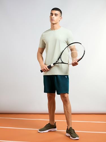 Image of TECHNOSPORT Men Solid Slim Fit Sports Shorts TS Flexi Polyester Mid Rise Drawstring Shorts Pant for Men Pockets Gym Workout Running Joggers Casual Quick Dry