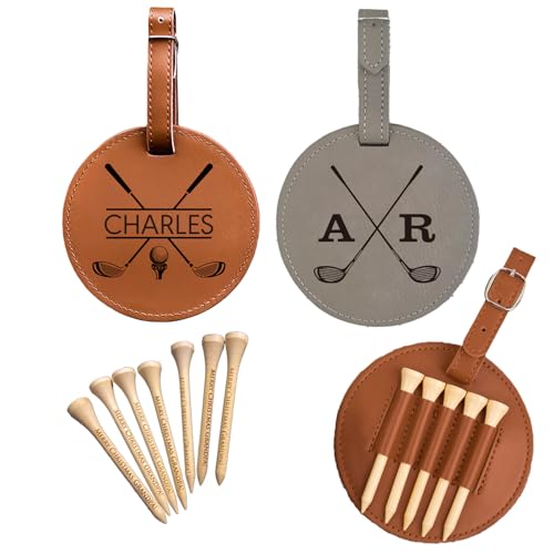CocoWeddings Personalized Engraved Leather Golf Bag Tag Gift with 2-3/4