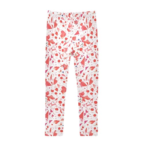 KLL Red Lips Cherry White Little Girls Cotton Pants Casual High Waisted Workout Pants Running