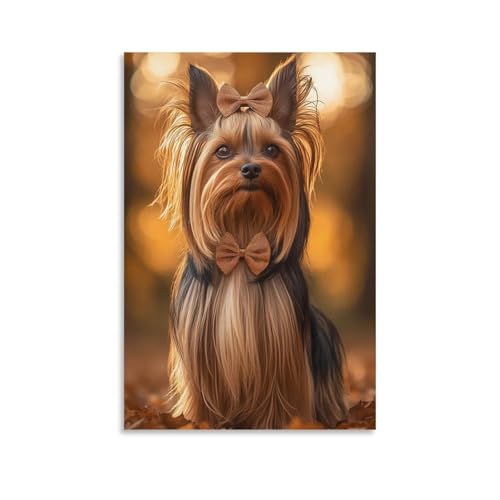 Terrier du Yorkshire peinture sur toile salon chambre tableau décoration murale 50x75cm