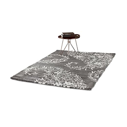 Tapis avec motifs sejour ou Salon Shaggy Poils Longs Doux Moelleux Couloir Motif Paisley Cachemire 120 x 170 cm, Anthracite