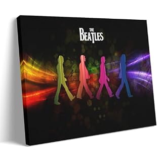 YBRAVO Poster de fanart des Beatles sur toile – Impression d’art moderne pour chambre à coucher – 50 x 75 cm - Les Beatles, Paul McCartney, John Lennon, RIngo Starr, George Harrison