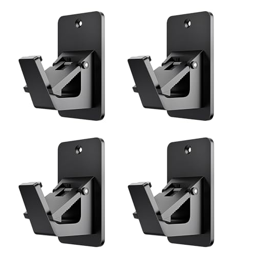 Universal Curtain Rod Holders, No Drill Curtain Rod Brackets, Self 3M Adhesive Curtain Rod Brackets Up to 30 LB, Nail Free Curtain Rod Hooks for Bathroom, Bedroom, Livingroom, Kitchen (4PC, Black)
