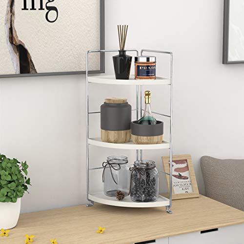 Janus Liang 3-Tier Bathroom Organizer Countertop - Makeup Organizer Cosmetic Holder Corner Storage Shelf Kitchen Spice Rack Bathroom, Bedroom, Kitchen (Chrome) #TOP2