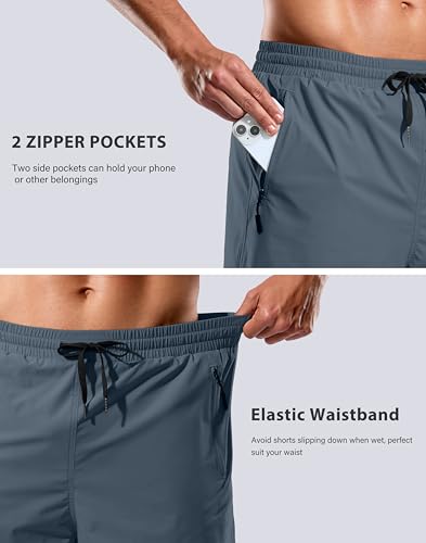 Image of G Gradual Mens Swim Trunks with Compression Liner 7 inch /9'' Quick Dry Board Shorts Swimsuit Bathing Suit for Men Zipper Pockets