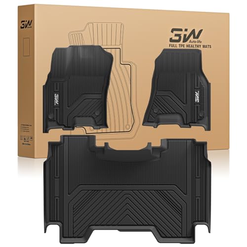 3W Floor Mats Fit for Dodge Ram 1500 Crew Cab 2025-2026 (w/o Rear Under-Seat Factory Storage Bucket Seat) TPE All Weather Custom Fit Floor Liner for Ram 1500 Accessories Row Car Mats Black
