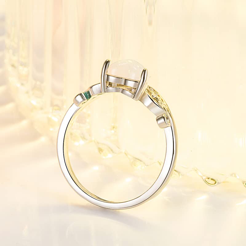 Self Love Silver Opal Heart Ring, Heart-Shaped White V-Shaped Ring, Cute White Zircon Wedding Ring, Perfect Inspirational Gift for Yourself (10)3