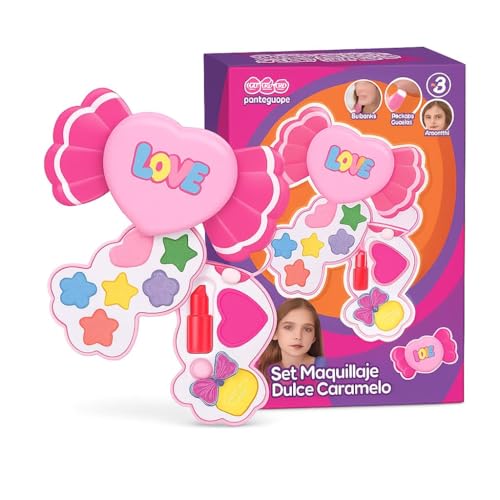 JugaToys - Set de Maquillaje Infantil con Forma de Caramelo de 2 Pisos - Juguete Seguro y no tóxico para niños y niñas a Partir de 3 años - Kit de Belleza con Sombras, labiales y Accesorios