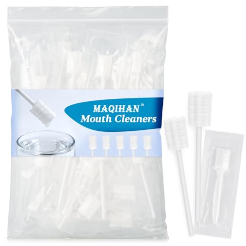 MAQIHAN 50Pcs Baby Tongue Cleaner - Baby Oral Cleaner Newborn Tongue Cleaner for Infants Bulk Disposable Thrush Brush for Babies Individually Wrapped Cotton Gauze Mouth Cleaner for Mouth Gum Cleansing