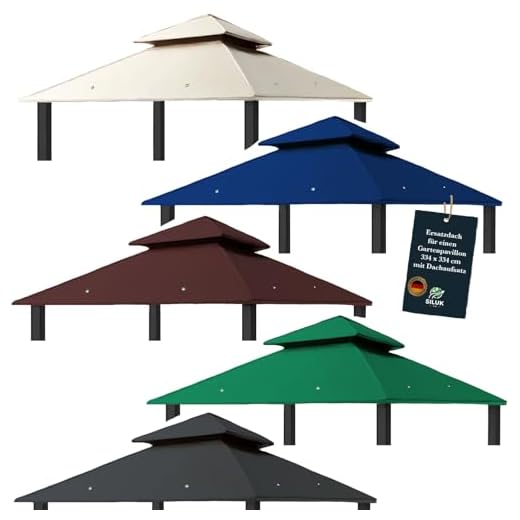 freigarten.de Ersatzdach für Pavillon 334 cm x 334 cm Sand Antik Pavillon Wasserdicht Material: Panama PCV Soft 370g/m² extra stark Modell 10 (Beige)