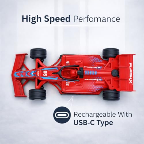 Image of High-Speed RC Car for Kids| 2.4GHz Remote Control Car with 150+ ft Range| Mist Smoke Effect| LED Lights| Multi-Direction Control| USB Type-C Rechargeable Racing Car Toy|Red