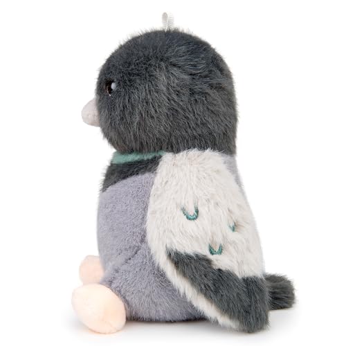 RLOMUTE Peluche Oiseau Porte-clés Animal Doux et Mignon Amovible Pendentif de Sac Secouez pour Faire Un Son câlin pour Les fêtes d'anniversaire Cadeau pour Les Enfants - Pigeon Gris