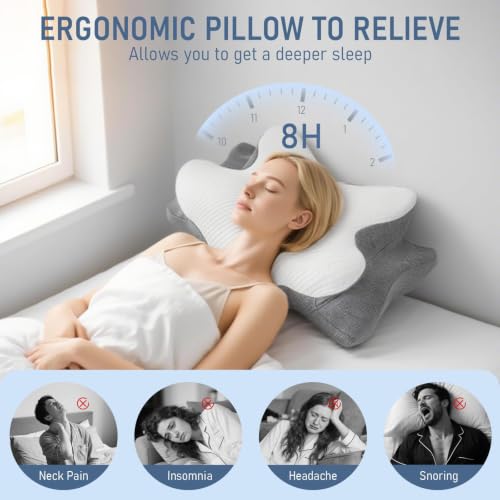 Cervical Pillow for Neck and Shoulder-Ergonomic Neck Support Pillows for Sleeping with Pain Relief，Contour Memory Foam Pillow for Side Sleepers, Back and Stomach Sleep — view 3