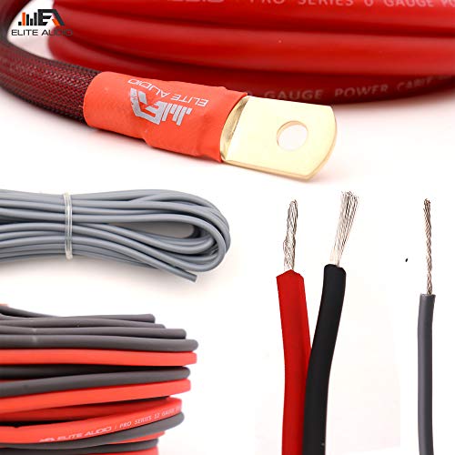 Elite Audio 0 Gauge 100% Copper Pro Amp Kit Ea-Prok0 5000 Watt Complete Ofc Amplifier Installation Wiring Kit W/ 20 Feet 0 Ga Copper Wire, 2-Channel Copper Rca Interconnects, 12 Gauge Ofc Speaker Wire #TOP3