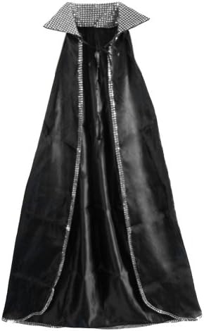 52" Silver Sequin Black Cape - Halloween Costume Accessories (STC11512)
