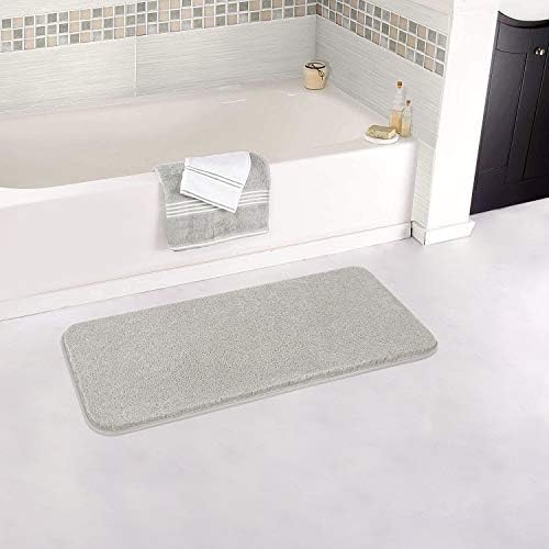 ZARCKER Bath Mat, Non Slip Bathroom Mat 40*60CM, Machine Washable Extra Water Absorbent Bath Rug, Soft and Fluffy Microfiber Bathroom Carpet - White