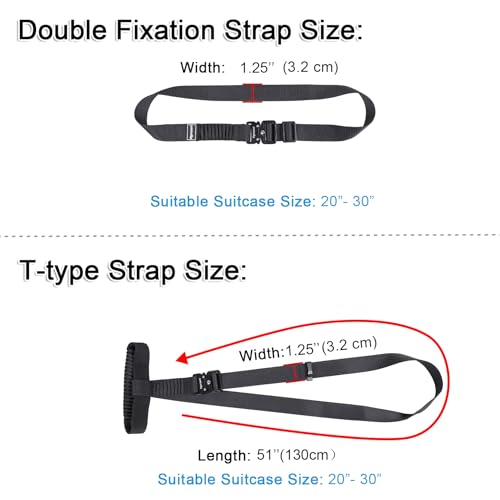 Vigorport Luggage Straps, Straps for Suitcase, Add A Bag Stretchable Attachment Accessories for Connect Your 3 Luggage Together (Black, 1.25\" Width)