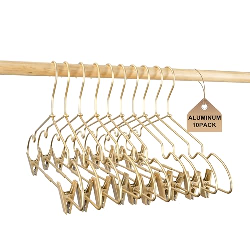 Image of Koobay 12.5" Gold Metal Baby Clothes Clips Hanger Children Kids Coat Hanger Display and Storage 10Pack