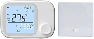 Für Tuya Smart-Thermostat mit RF433 kabellosem Empfänger, Full-Touchscreen-Temperaturregler für Wasserheizung, Gaskessel, kompatibel mit Alexa, weiß (kein WLAN)