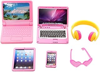 Miunana Dollhouse Decoration Doll Accessories 6 Laptop Computer Tablet Phone Headset and Sunglass Accessories for Doll 11.5 Inch Doll Playset