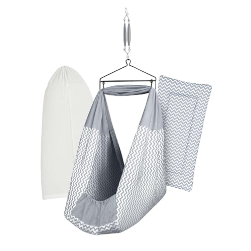 Image of Baby Swing Cradle (Jhula) for Newborns - Cloth Cradle with Removable Mattress, Mosquito Net, Spring & Triangle Hanger | Up to 15 kg | (MELANCHI)