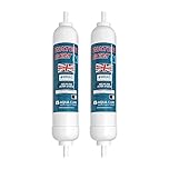 Water Gem Under Sink Filter System Replacement Inline Filter | Kitchen Tap Water Filter Cartridge | Universal 3/8" Male Stem Filter for Chlorine, Taste, Odour and Scale (2 Pack)