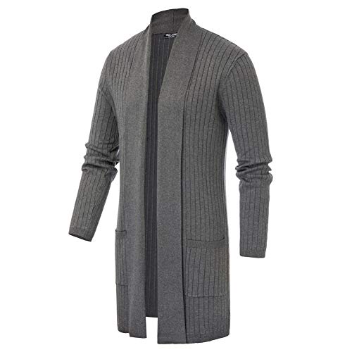 Pj Paul Jones Long Length Knit Cardigan Sweaters Men Shawl Collar Open Front Knitwear Gray Xl #TOP1