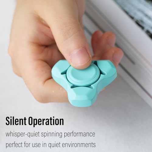 Image of FREELOVE Premium Metal Fidget Spinner for Adults, Stainless Steel Heavy Silent Spinner with Precision Bearing, Small Office Desk Toy & EDC for Stress Relief Focus ADHD, Ceramic Plated Blue