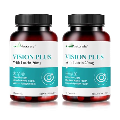 AvailNaturals Vision Plus Eye Vitamins with Lutein 20mg, Bilberry &