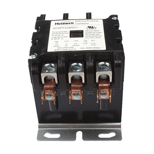 Image of Holdwell 42DF35AJ 3 Pole 50 Amp 24V Coil Definite Purpose Air Conditioner Contactor