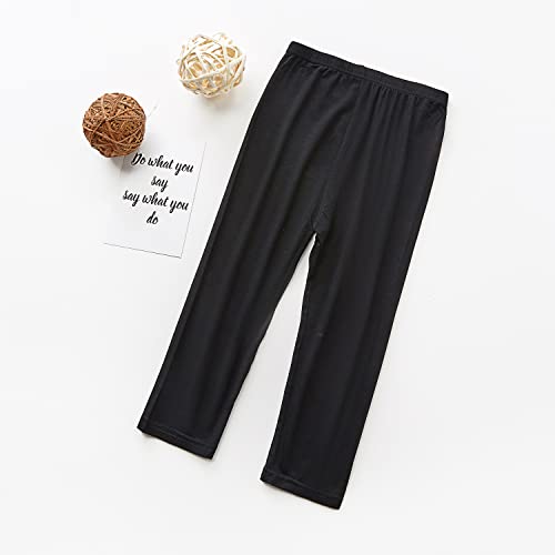 4 Pack Girls' Basic Capri Leggings 3/4 Pants Black Girls Cropped Leggings for School or Sports2