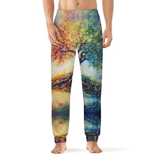 Life Rainbow Tree Men's Pajama Bottoms Sleep Lounge Soft Comfy Pants Sleepwear