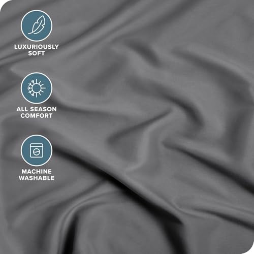 Image of 400 TC Cotton Elastic Fitted Bedsheet with 2 Pillow Covers for Double Bed 48 x 75 10 Inches Dark Gray Solid Color Fitted Sheet