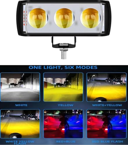 Image of Night-Drive 3 LED Lens Fog Flashing Light | White & Amber Auxiliary Projector Spot Lights for Motorcycles, Cars, Scooty & Electric Vehicles (45W, 2-Pack)
