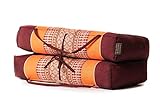 Zafuko Large Foldable Cushion - Orange/Burgundy - organic Kapok filling, use folded and unfolded for meditation, soft yoga prop, portable cushion