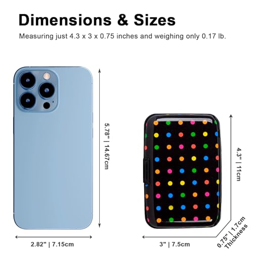 Image of Aluminum Wallet RFID Blocking Slim Metal Credit Card Holder Hard Case (Multicolor Polka Dots)