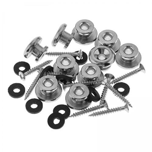 ATORSE 5xGUITAR STRAP BUTTONS WITH STAINLESS SCREWS AND RUBBER WASHERS Silver-image-44